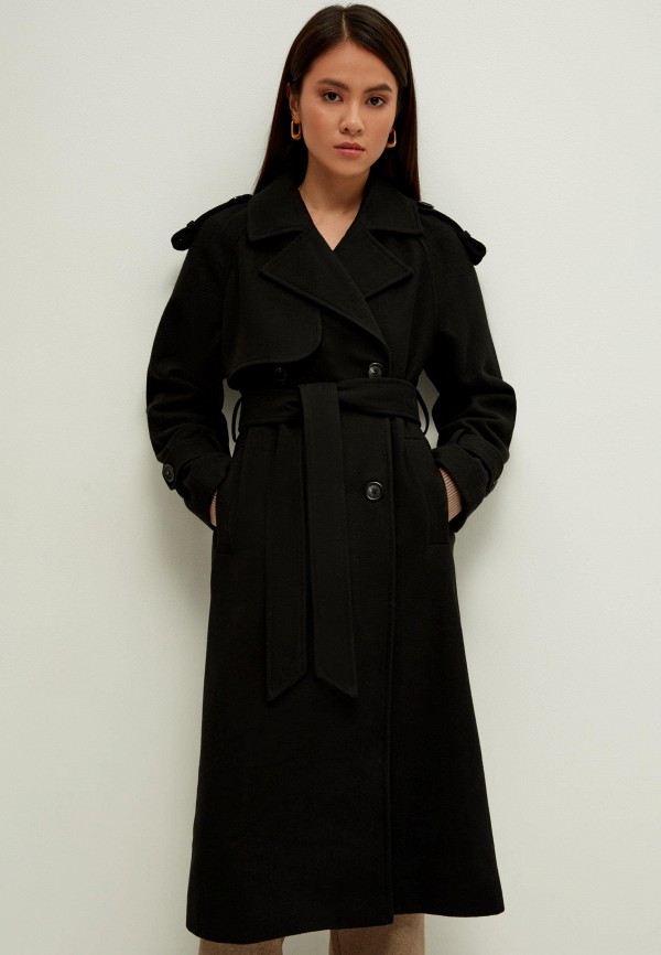 женское двубортные пальто zarina, черное