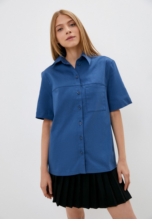 женская рубашка с коротким рукавом laney shop, синяя