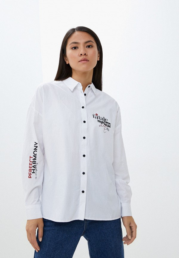 женская рубашка с длинным рукавом zolla, белая