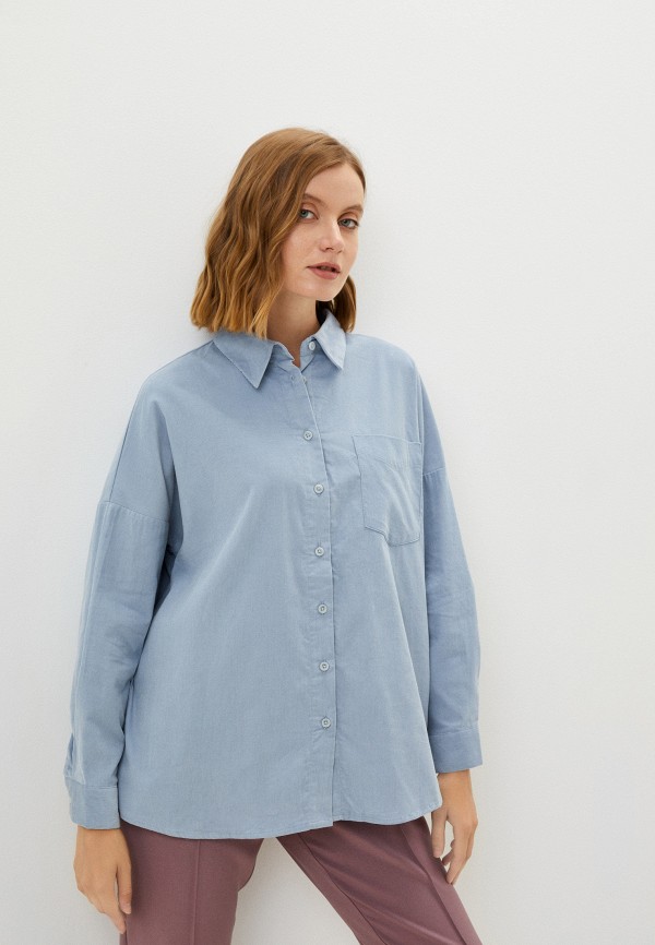 женская рубашка с длинным рукавом zolla, синяя