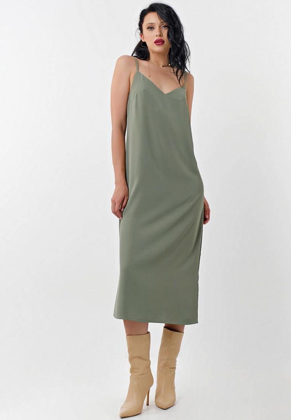 женское платье-комбинация fly, зеленое