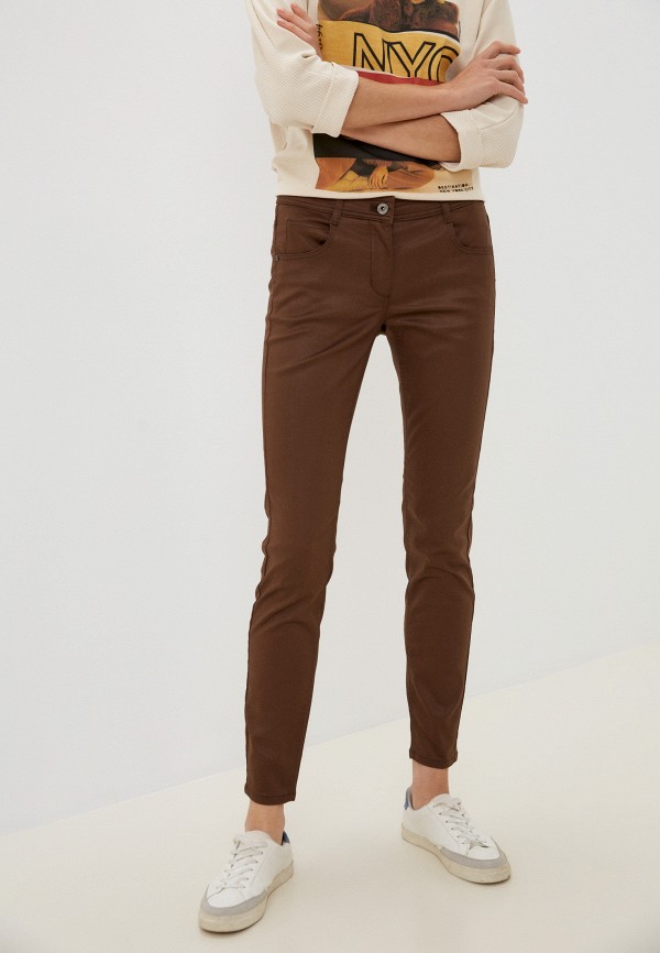 женские зауженные брюки taifun, коричневые