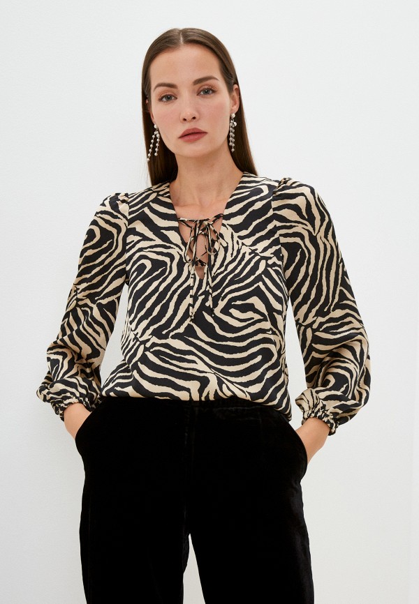 женская блузка с длинным рукавом kira plastinina, коричневая