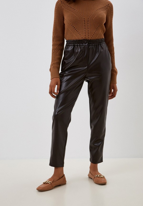 женские кожаные брюки colin’s, коричневые