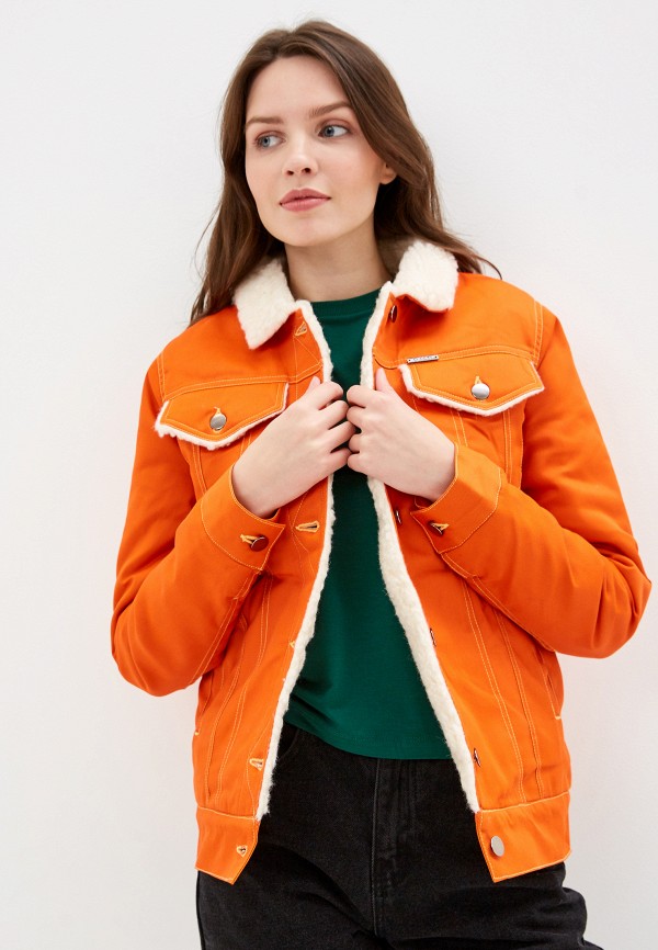 женская джинсовые куртка dasti, оранжевая