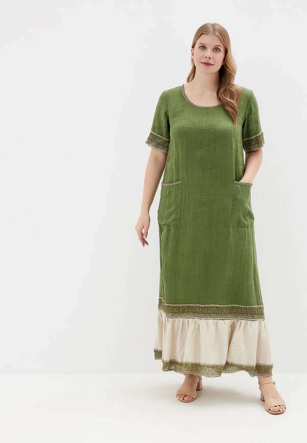 женское платье савосина, зеленое
