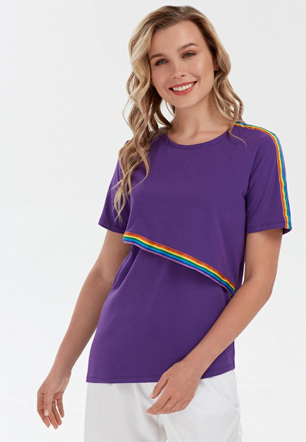женская футболка proud mom, фиолетовая