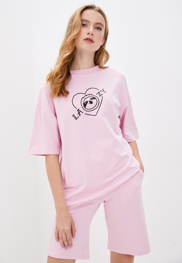 женская футболка animals, розовая