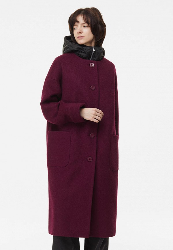 женское пальто vamponi, бордовое