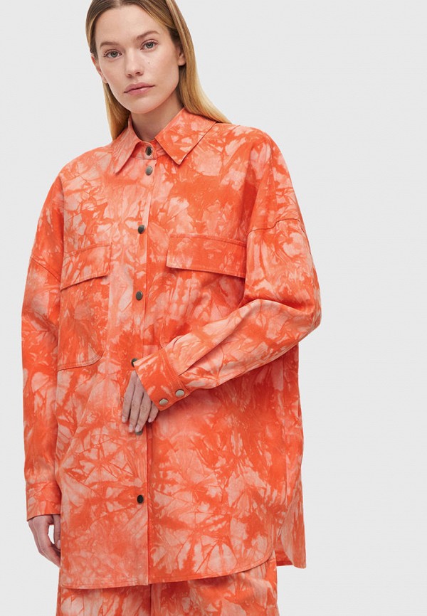 женская рубашка с длинным рукавом studio 29, оранжевая