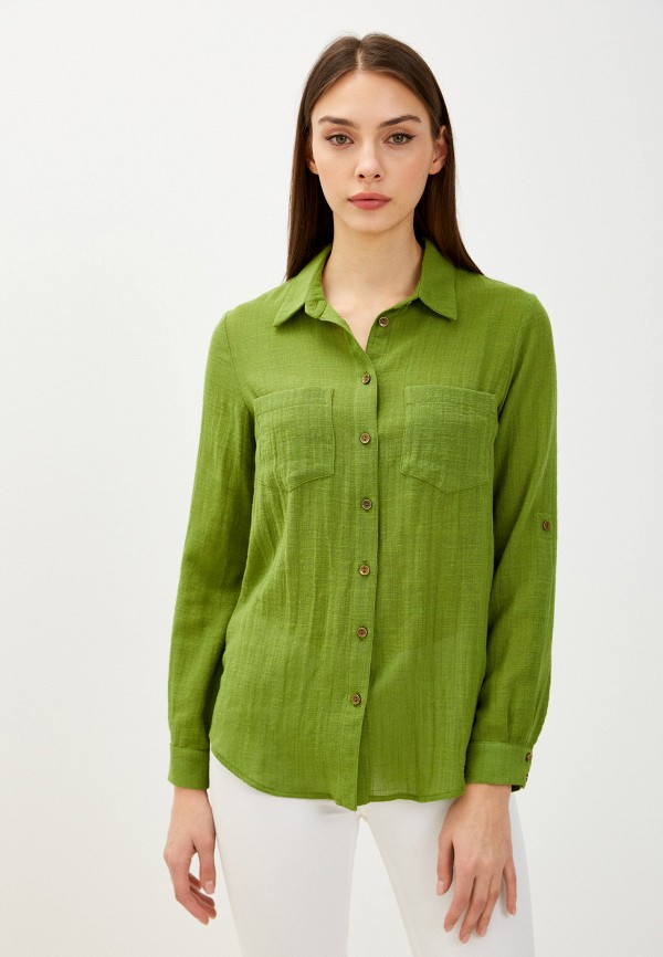 женская рубашка с длинным рукавом pf, зеленая