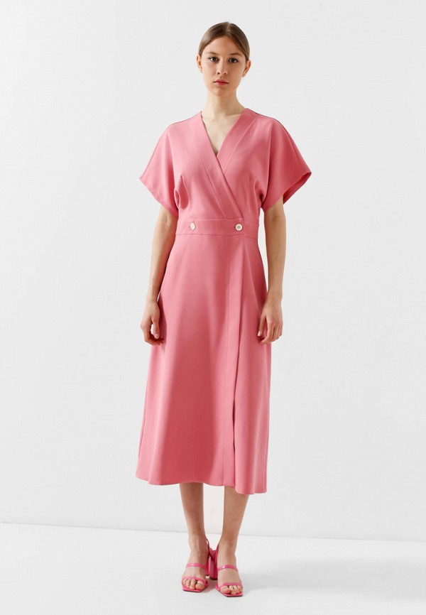 женское платье с запахом noun, розовое