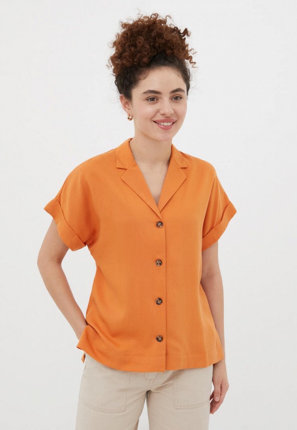 женская блузка с коротким рукавом finn flare, оранжевая