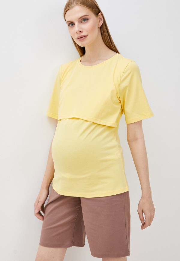 женская футболка bemymom, желтая