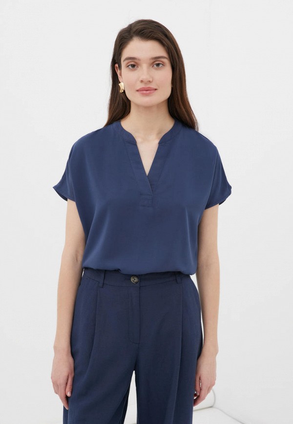 женская блузка с коротким рукавом finn flare, синяя