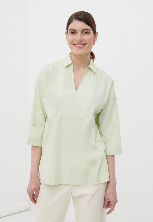 женская блузка с длинным рукавом finn flare, зеленая