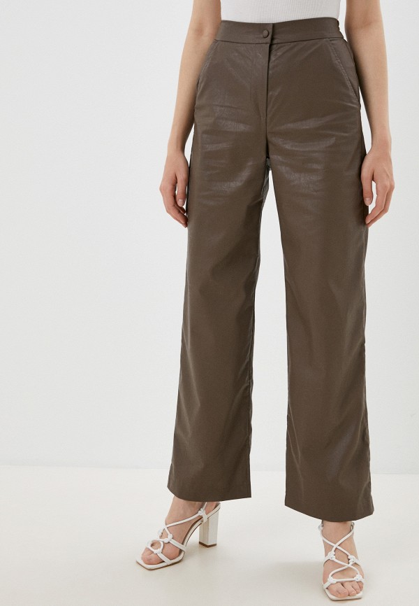 женские кожаные брюки znwr, коричневые