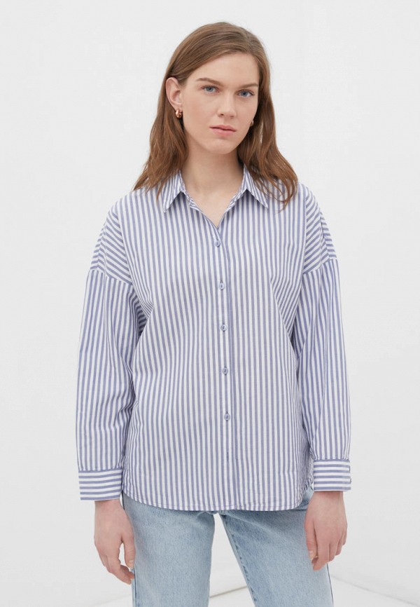 женская рубашка с длинным рукавом finn flare, синяя