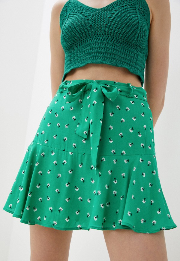 женская юбка-трапеции defacto, зеленая