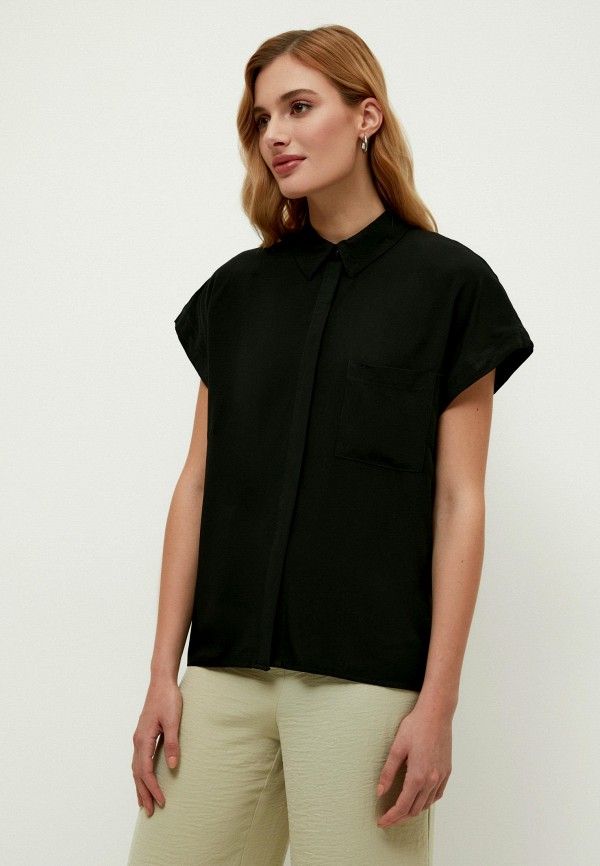 женская блузка с коротким рукавом zarina, черная
