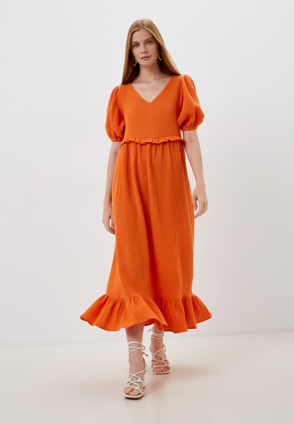 женское повседневные платье laney shop, оранжевое