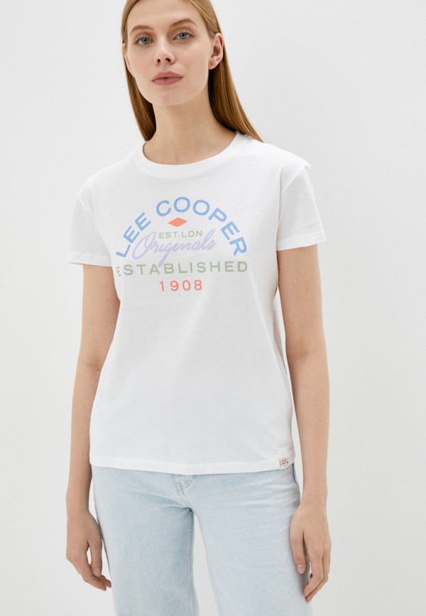женская футболка lee cooper, белая