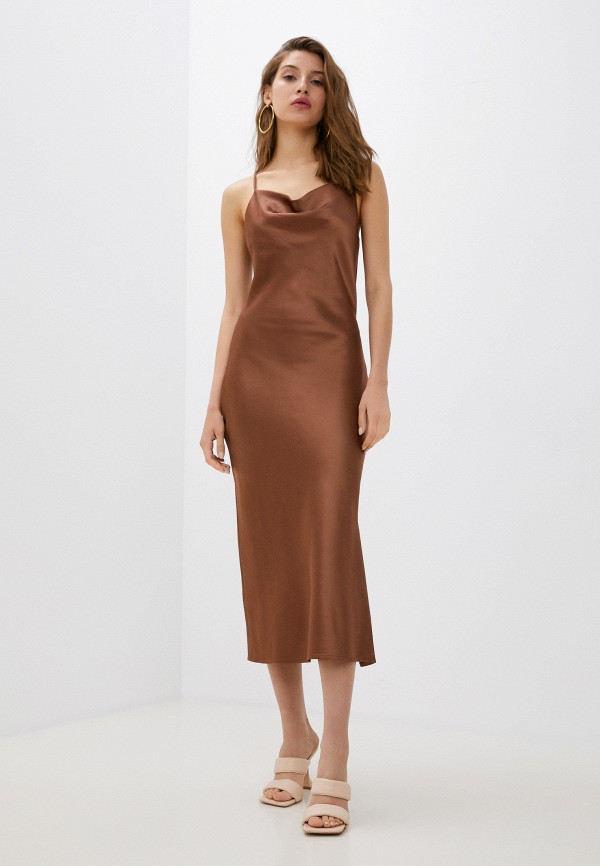 женское платье-комбинация befree, коричневое