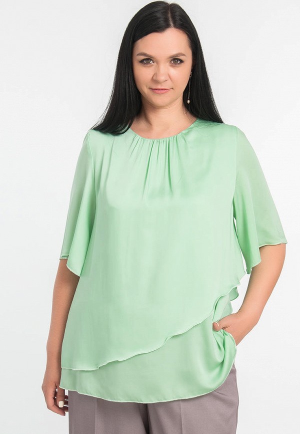 женская блузка с коротким рукавом limonti, зеленая
