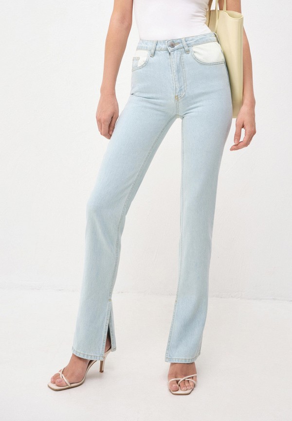 женские прямые джинсы top top, голубые