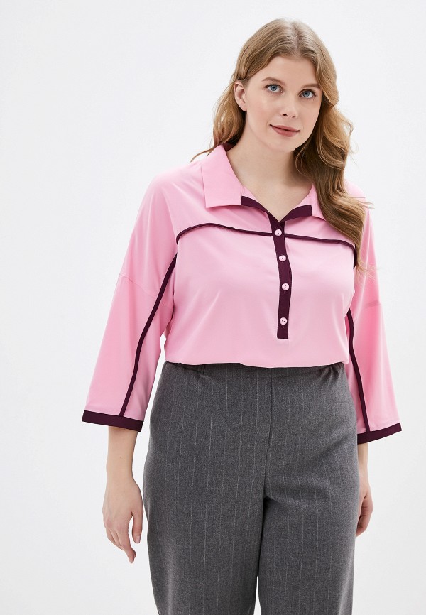 женская блузка с длинным рукавом mariline, розовая