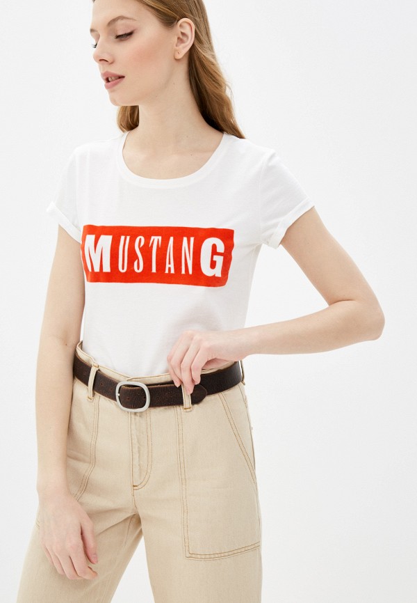 женская футболка mustang, белая