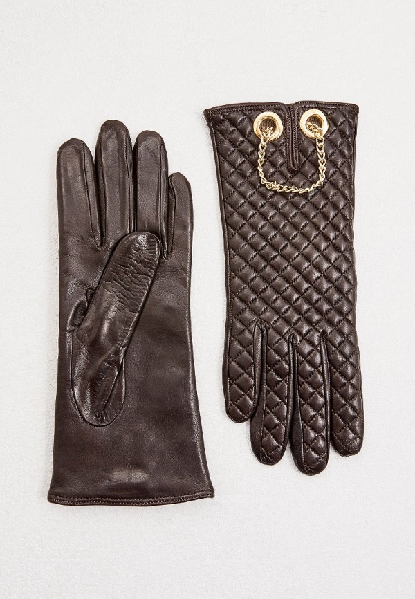 женские кожаные перчатки sermoneta gloves, коричневые