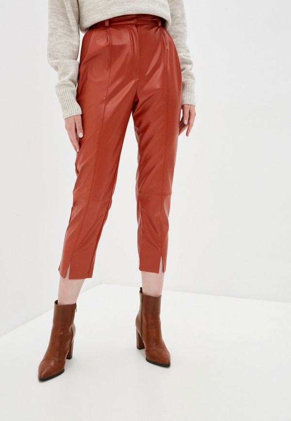 женские кожаные брюки theone by svetlana ermak, оранжевые