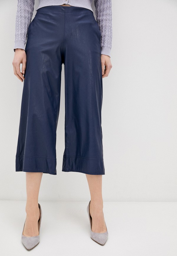 женские кожаные брюки rinascimento, синие