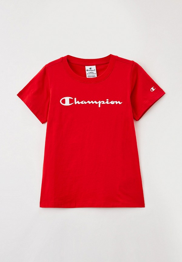 футболка с коротким рукавом champion для девочки, красная