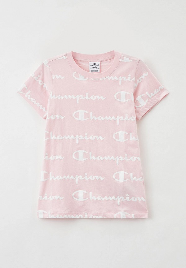 футболка с коротким рукавом champion для девочки, розовая