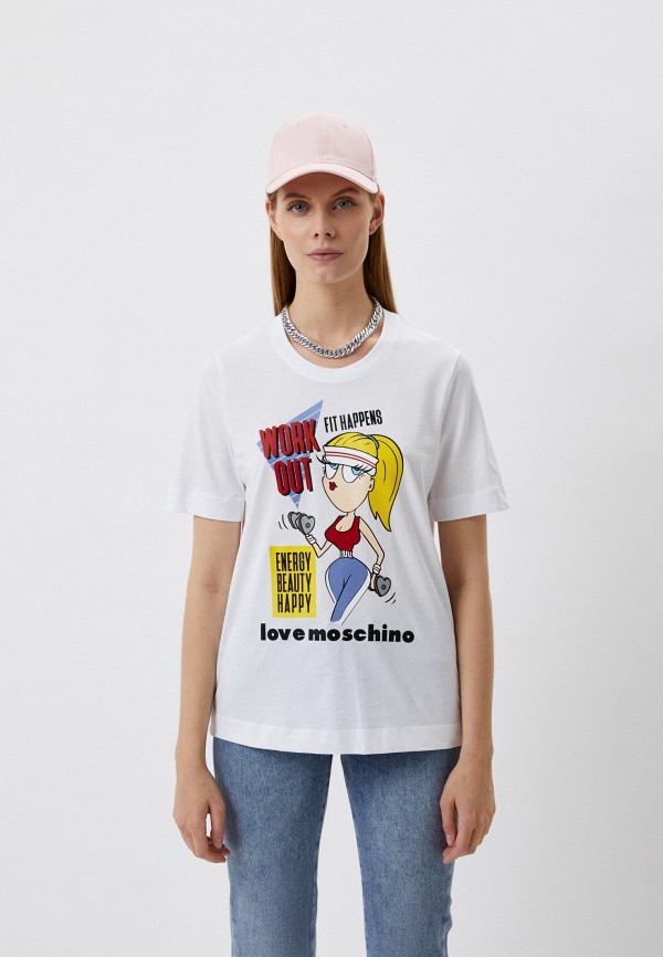 женская футболка love moschino, белая