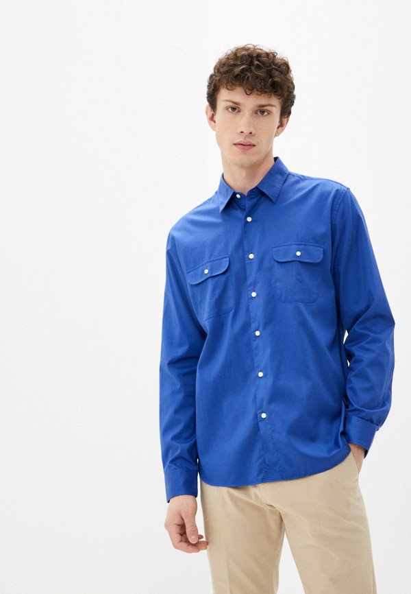 мужская рубашка с длинным рукавом de fursac, синяя