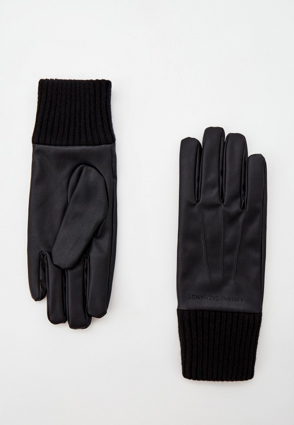 мужские кожаные перчатки armani exchange, черные