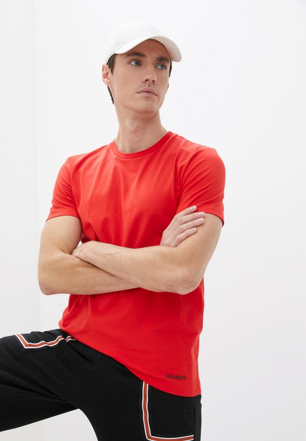 мужская футболка с коротким рукавом bikkembergs, красная