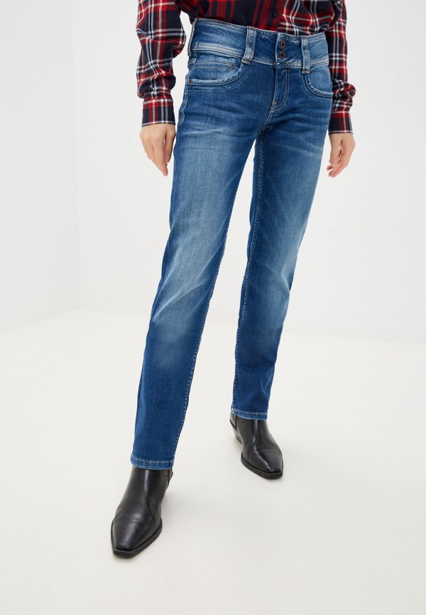 женские прямые джинсы pepe jeans london, синие