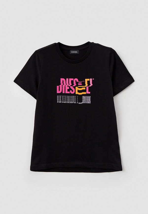 футболка с коротким рукавом diesel для девочки, черная