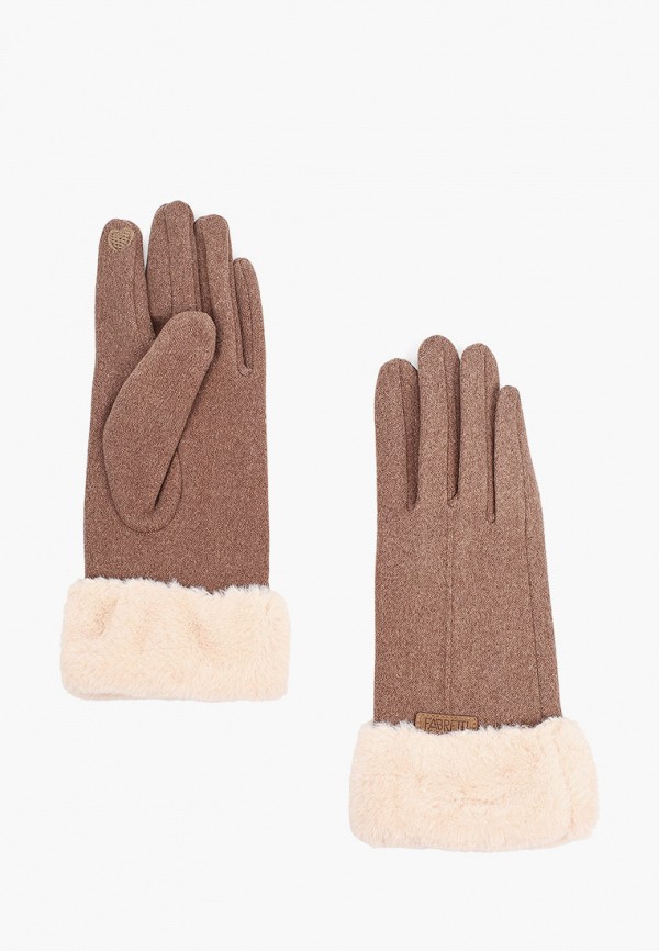 женские текстильные перчатки fabretti, коричневые