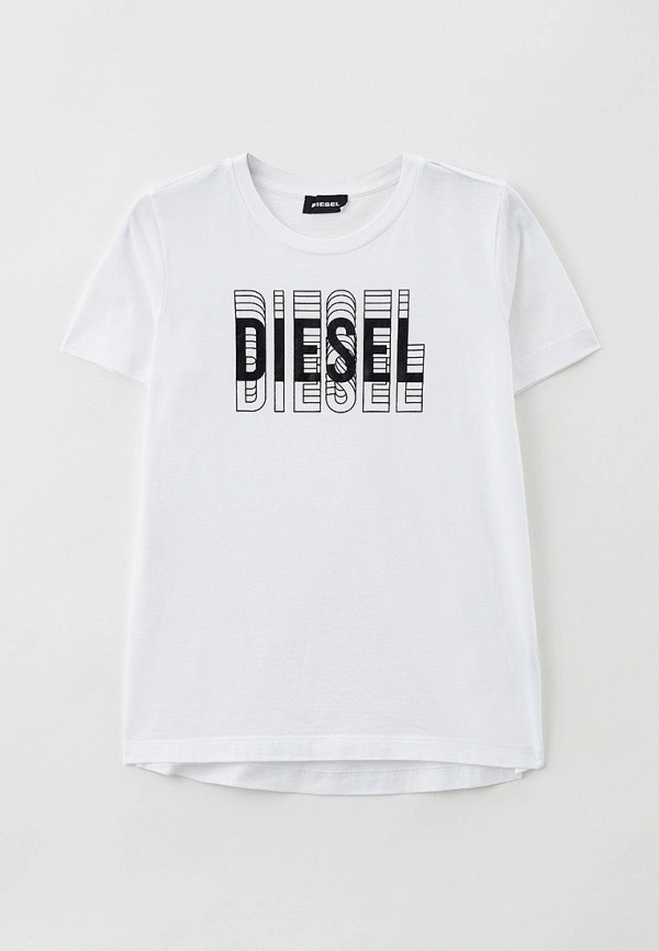 футболка с коротким рукавом diesel для девочки, белая
