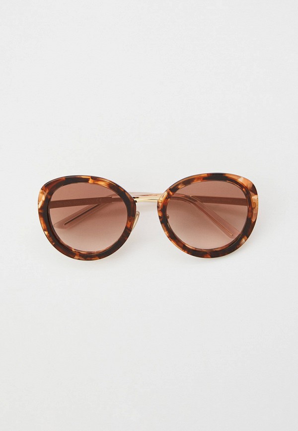 женские круглые солнцезащитные очки prada, коричневые