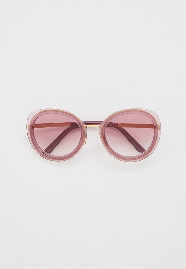 женские круглые солнцезащитные очки prada, розовые