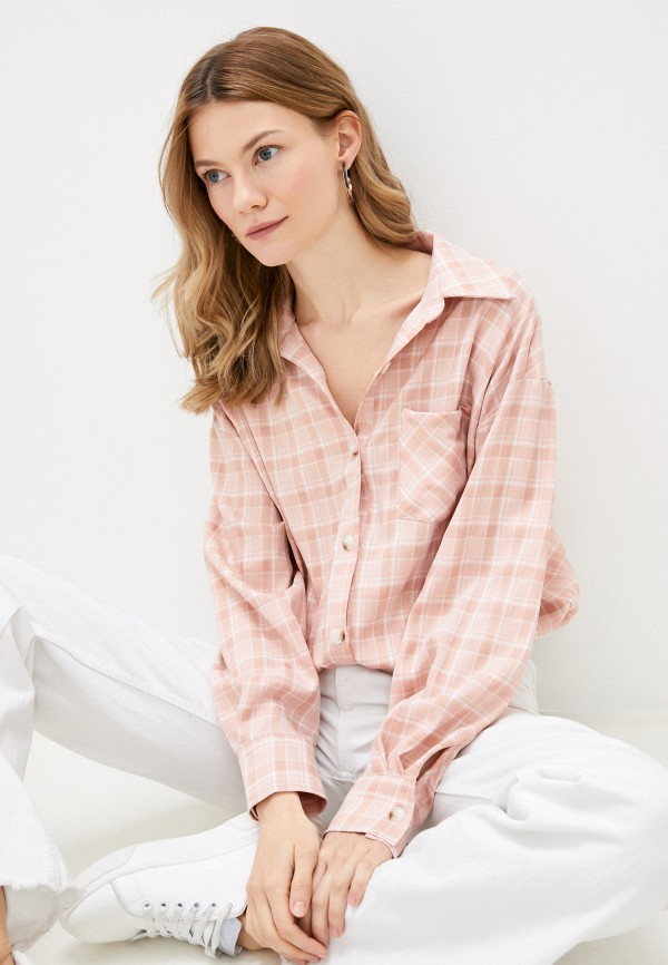 женская рубашка с длинным рукавом by swan, розовая