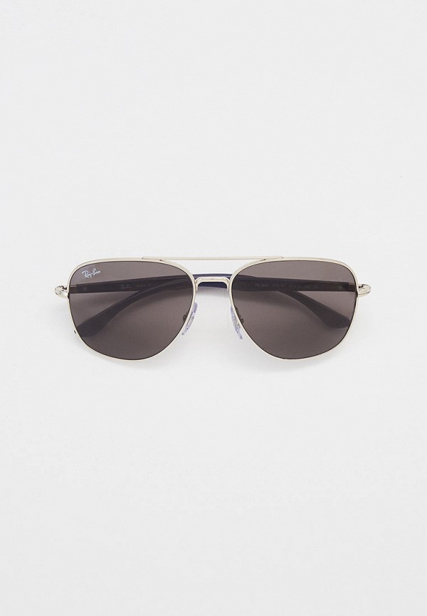женские квадратные солнцезащитные очки ray ban, серебряные