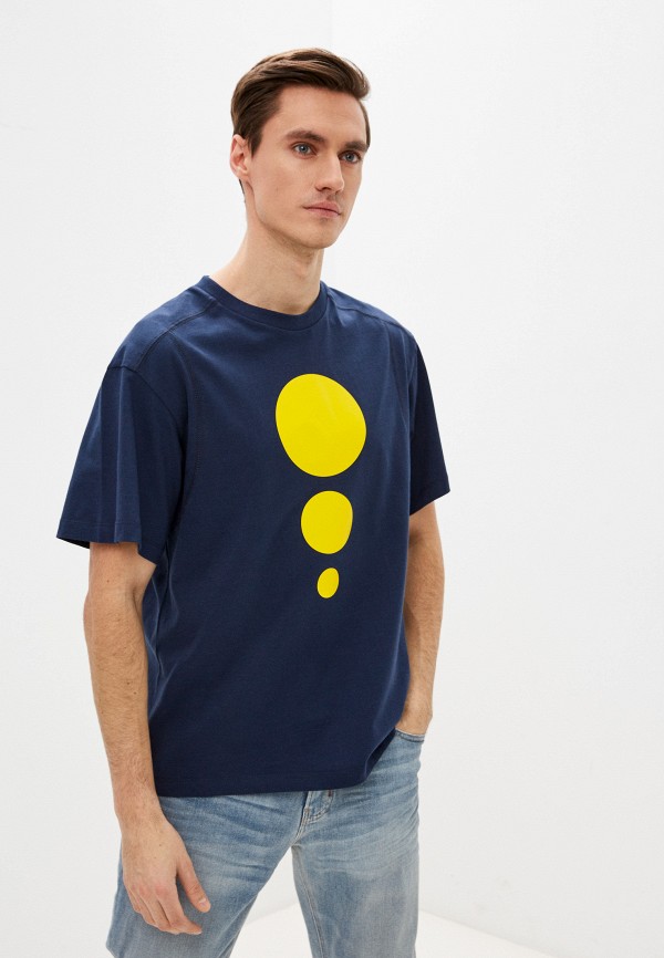 мужская футболка с коротким рукавом bikkembergs, синяя