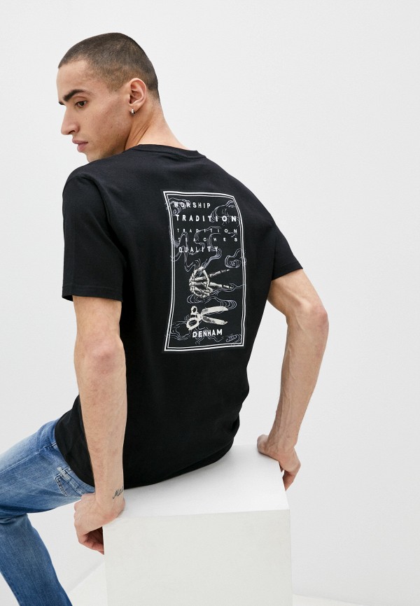 мужская футболка с коротким рукавом denham, черная